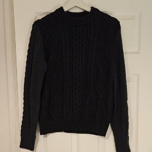 Men's Black Cable Knit Sweater